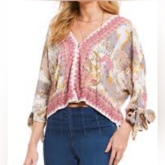 Free People Bohemian Beauty Catch Me if You Can 3/4 sleeve Top XS EUC - Picture 1 of 11